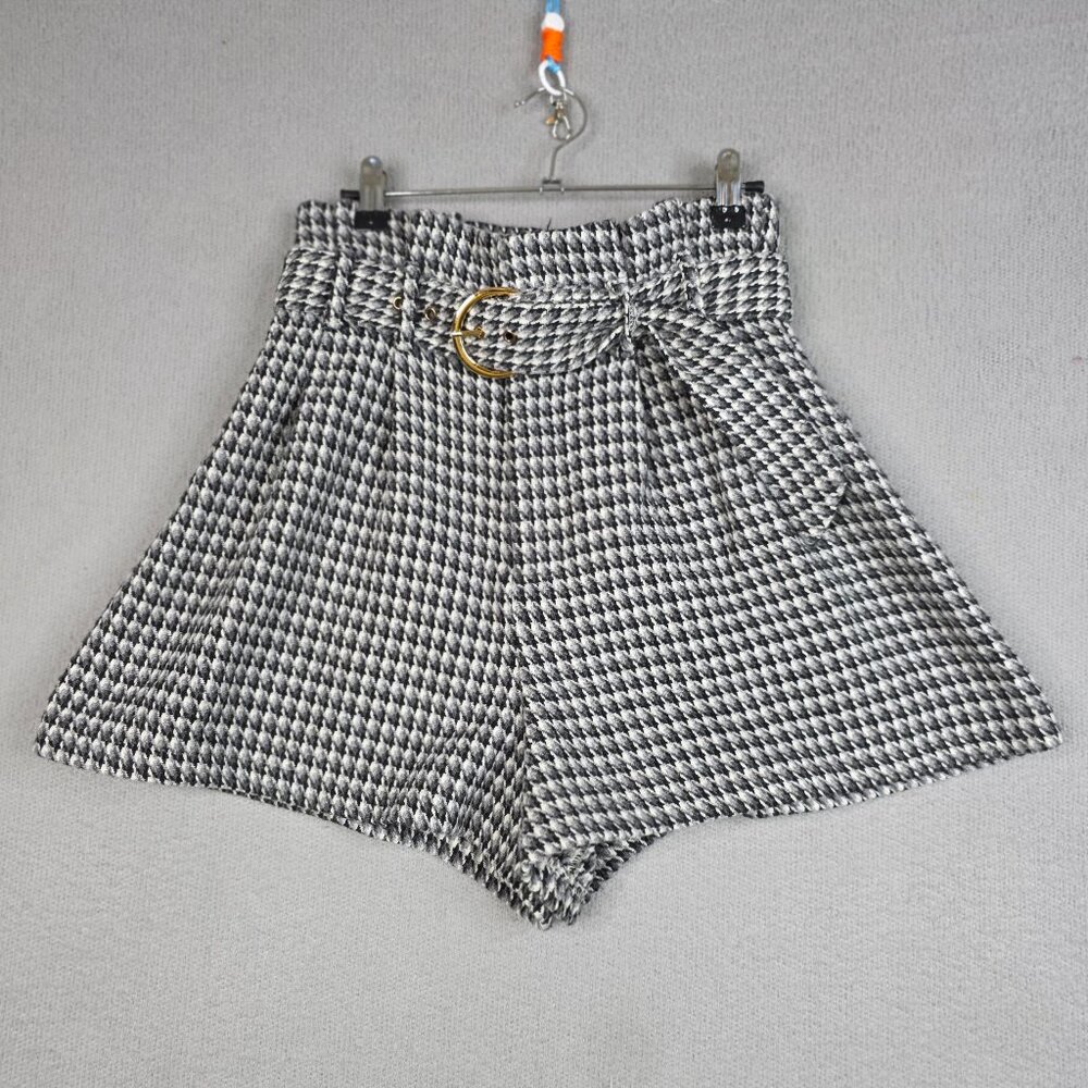 Flying Tomato Short Women Size Small City Slicker Houndstooth Pleated High Rise